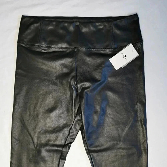 7 For All Mankind | 1XL Black Faux Leather Leggings - Picture 6 of 12